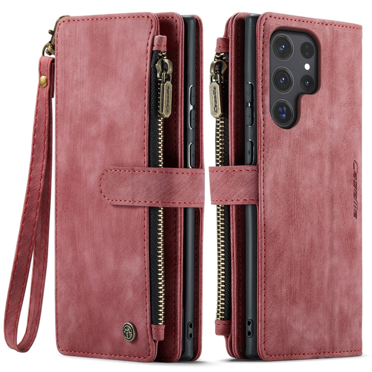 For Samsung Galaxy S24 Ultra 5G CaseMe C30 Card Slots Zipper Wallet Leather Phone Case(Red) - Galaxy S24 Ultra 5G Cases by CaseMe | Online Shopping South Africa | PMC Jewellery | Buy Now Pay Later Mobicred