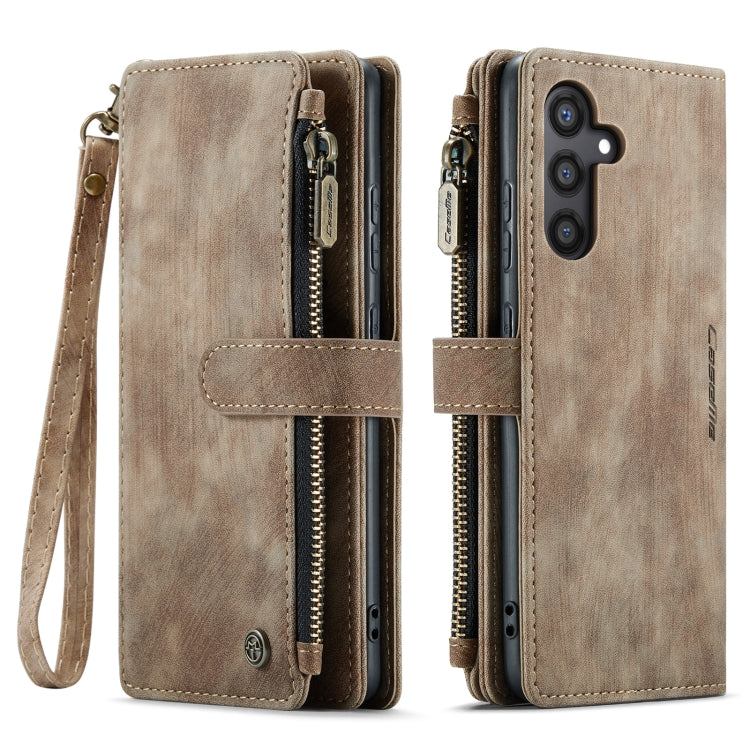 For Samsung Galaxy S24 5G CaseMe C30 Card Slots Zipper Wallet Leather Phone Case(Brown) - Galaxy S24 5G Cases by CaseMe | Online Shopping South Africa | PMC Jewellery | Buy Now Pay Later Mobicred