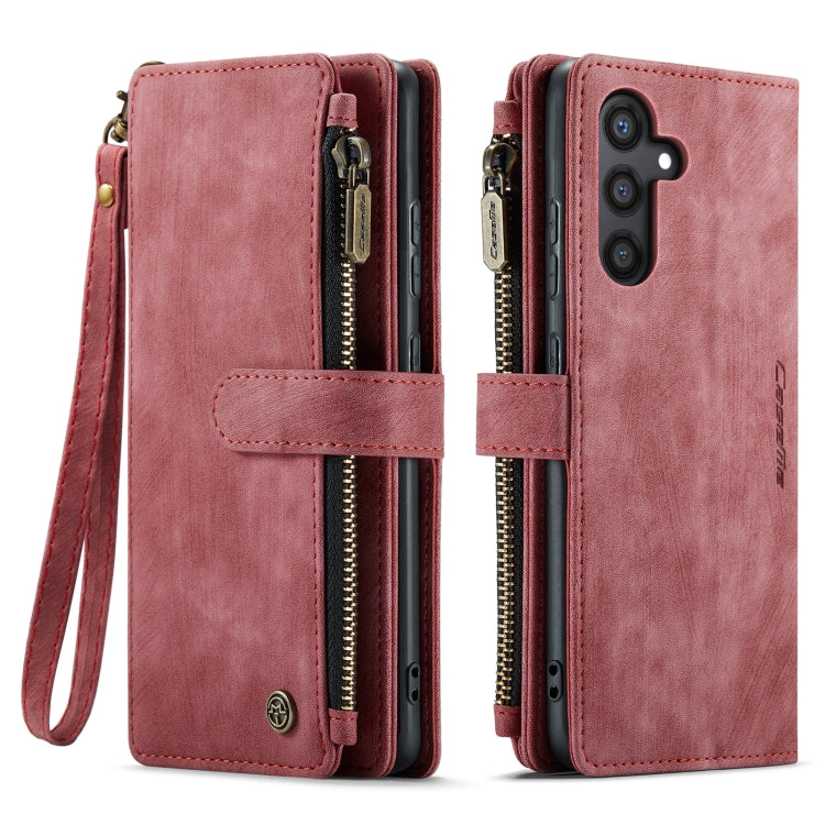 For Samsung Galaxy S24 5G CaseMe C30 Card Slots Zipper Wallet Leather Phone Case(Red) - Galaxy S24 5G Cases by CaseMe | Online Shopping South Africa | PMC Jewellery | Buy Now Pay Later Mobicred