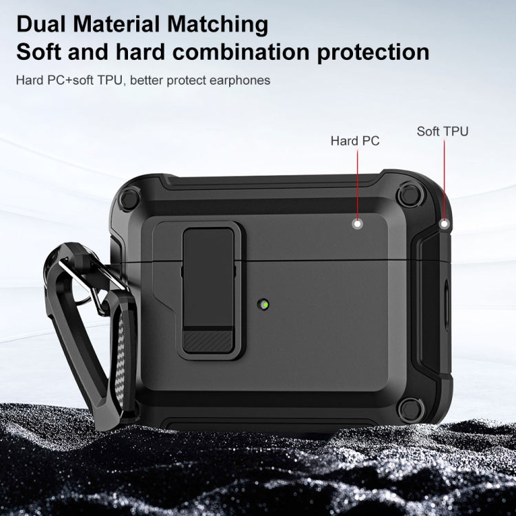 For AirPods Pro 2 TPU + PC Wireless Bluetooth Earphone Protective Case with Switch Lock & Hook(Red) - For AirPods Pro 2 by PMC Jewellery | Online Shopping South Africa | PMC Jewellery | Buy Now Pay Later Mobicred
