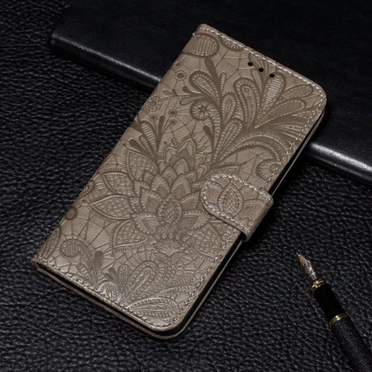 For iPhone 16 Pro Lace Flower Embossing Flip Leather Phone Case(Grey) - iPhone 16 Pro Cases by PMC Jewellery | Online Shopping South Africa | PMC Jewellery | Buy Now Pay Later Mobicred