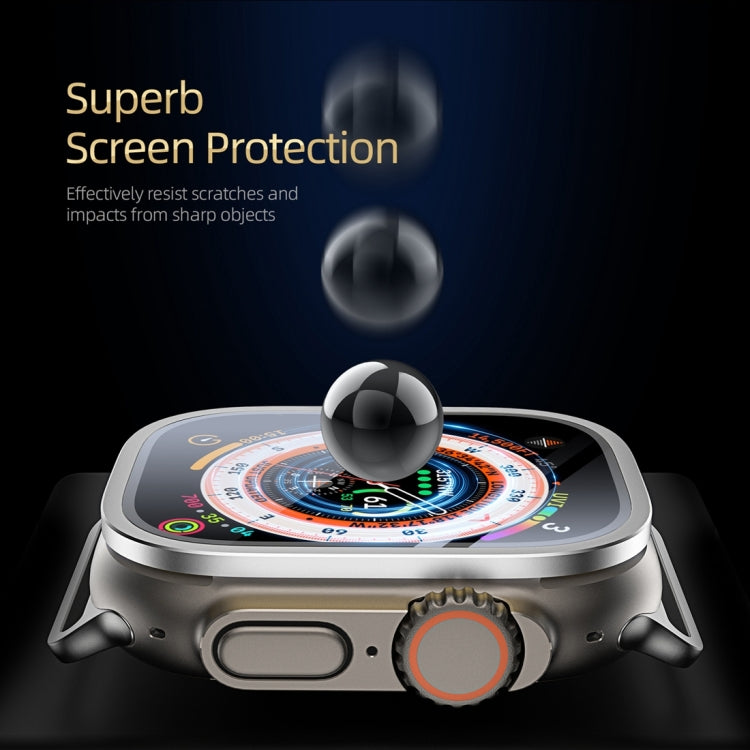 For Apple Watch Ultra 49mm / Ultra 2 49mm DUX DUCIS 2 in 1 Aluminum Alloy Frame Tempered Glass Screen Protector(Silver) - Others by DUX DUCIS | Online Shopping South Africa | PMC Jewellery | Buy Now Pay Later Mobicred