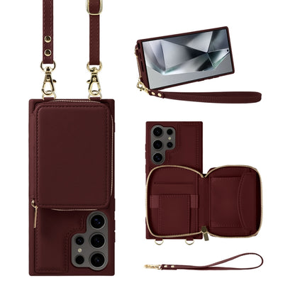 For Samsung Galaxy S24 Ultra 5G Multifunctional Zipper Wallet RFID Phone Leather Case(Wine Red) - Galaxy S24 Ultra 5G Cases by PMC Jewellery | Online Shopping South Africa | PMC Jewellery | Buy Now Pay Later Mobicred