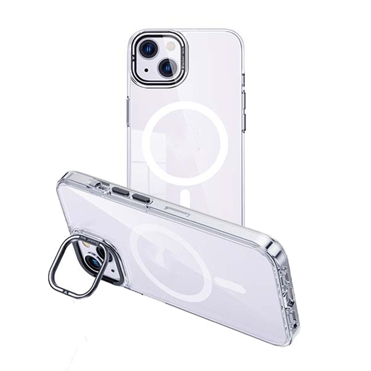 For iPhone 14 MagSafe Magnetic Invisible Holder Transparent Phone Case(Silver) - iPhone 14 Cases by PMC Jewellery | Online Shopping South Africa | PMC Jewellery