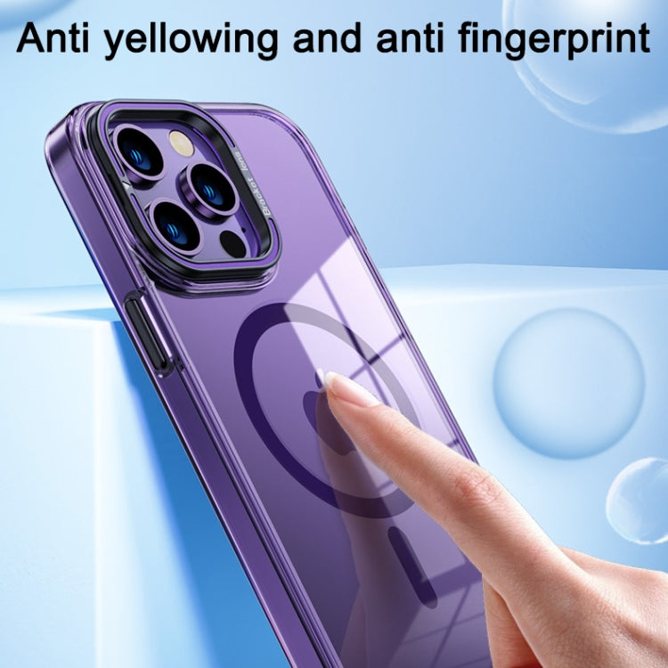 For iPhone 15 Pro MagSafe Magnetic Invisible Holder Transparent Phone Case(Orange) - iPhone 15 Pro Cases by PMC TechLife | Online Shopping South Africa | PMC TechLife