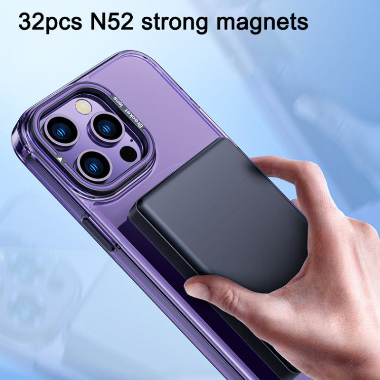 For iPhone 15 Plus MagSafe Magnetic Invisible Holder Transparent Phone Case(Purple) - iPhone 15 Plus Cases by PMC Jewellery | Online Shopping South Africa | PMC Jewellery