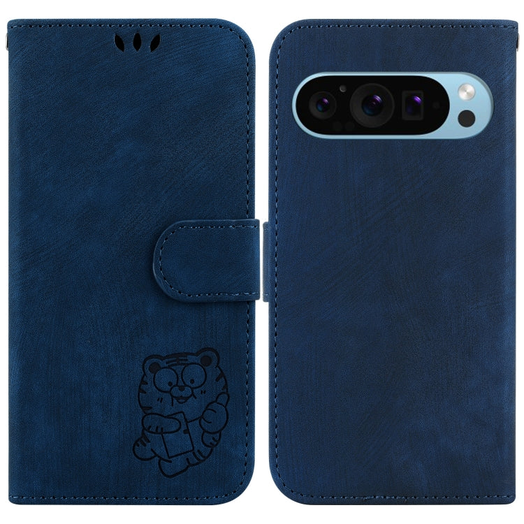 For Google Pixel 9 Pro Little Tiger Embossed Leather Phone Case(Dark Blue) - Google Cases by PMC Jewellery | Online Shopping South Africa | PMC Jewellery | Buy Now Pay Later Mobicred