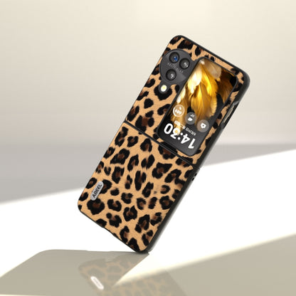 For OPPO Find N3 Flip ABEEL Black Edge Leopard Phone Case(Leopard Print) - Find N3 Flip Cases by PMC Jewellery | Online Shopping South Africa | PMC Jewellery | Buy Now Pay Later Mobicred