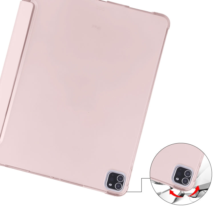 For iPad Air 13 2024 / iPad Pro 12.9 (2020) / iPad Pro 12.9(2018) 3-folding Horizontal Flip PU Leather + Shockproof TPU Tablet Case with Holder & Pen Slot(Pink) - iPad Pro 12.9 (2020) Cases by PMC TechLife | Online Shopping South Africa | PMC TechLife | Buy Now Pay Later Mobicred