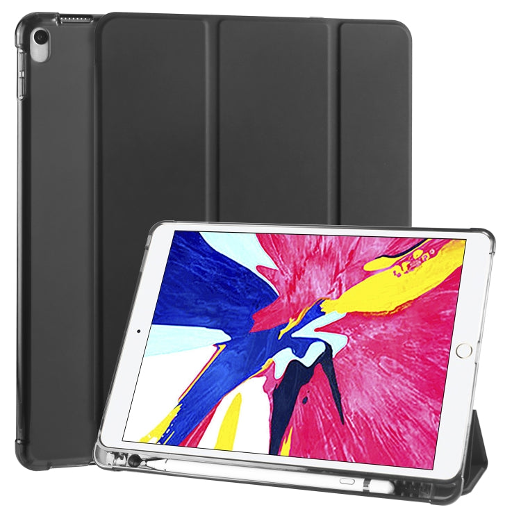 For iPad Pro 10.5 inch / Air 3 10.5 inch 3-folding Horizontal Flip PU Leather + Shockproof TPU Case with Holder & Pen Slot(Black) - iPad Pro 10.5 inch Cases by PMC TechLife | Online Shopping South Africa | PMC TechLife