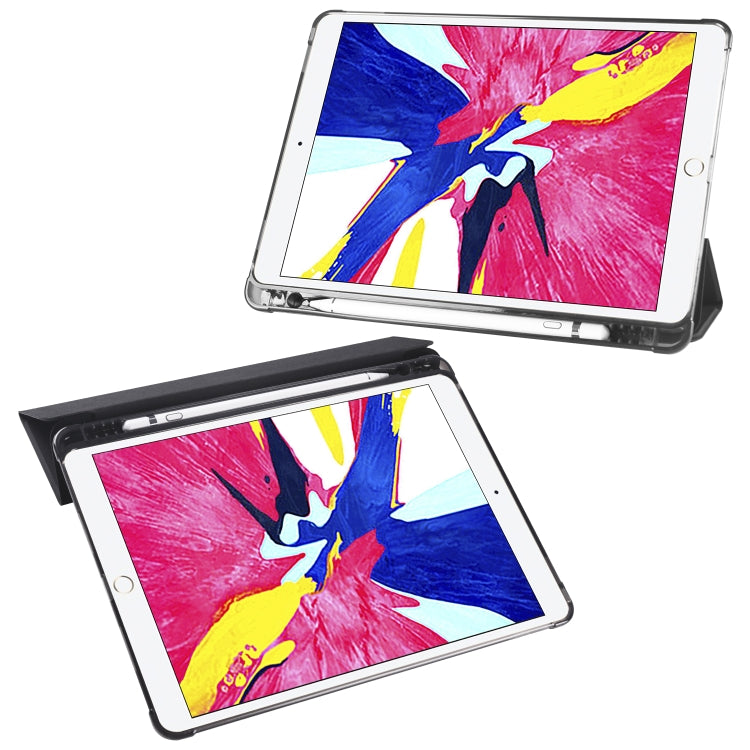 For iPad Pro 10.5 inch / Air 3 10.5 inch 3-folding Horizontal Flip PU Leather + Shockproof TPU Case with Holder & Pen Slot(Black) - iPad Pro 10.5 inch Cases by PMC TechLife | Online Shopping South Africa | PMC TechLife