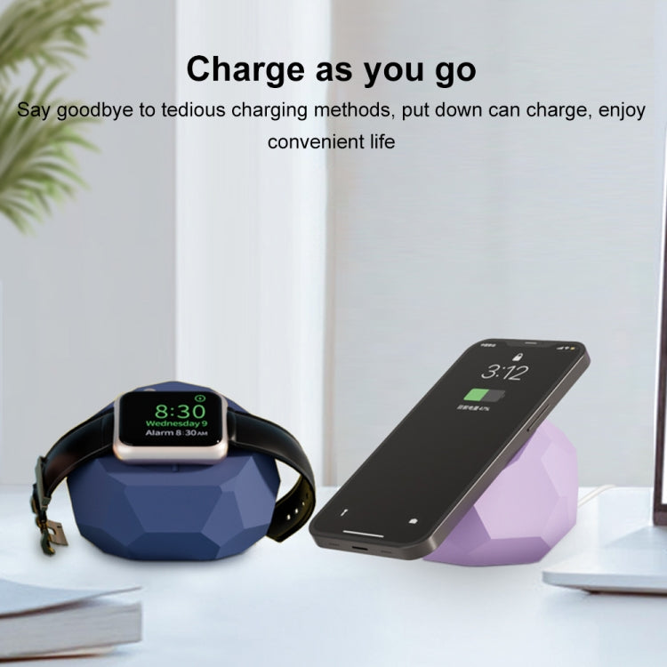 Diamond-shaped 2 in 1 Wireless Charging Silicone Base(Purple) - Charger / Holder by PMC Jewellery | Online Shopping South Africa | PMC Jewellery | Buy Now Pay Later Mobicred