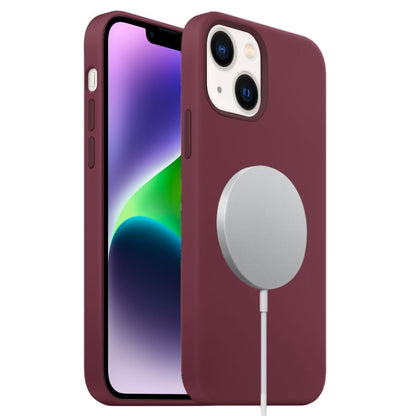 For iPhone 14 Plus MagSafe Liquid Silicone Full Coverage Phone Case(Wine Red) - iPhone 14 Plus Cases by PMC Jewellery | Online Shopping South Africa | PMC Jewellery