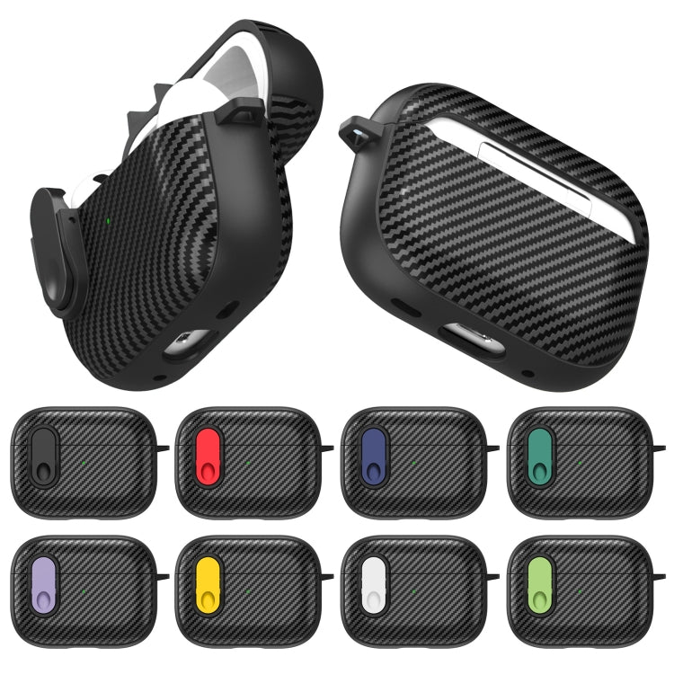 For AirPods 2 / 1 Carbon Fiber Texture Wireless Earphones Case with Security Lock(White) - For AirPods 1/2 by PMC Jewellery | Online Shopping South Africa | PMC Jewellery | Buy Now Pay Later Mobicred