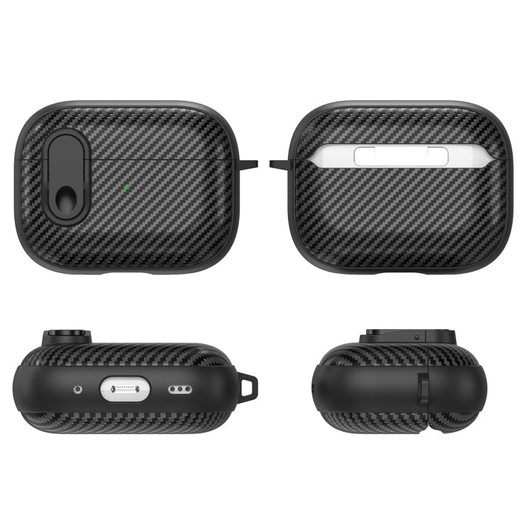 For AirPods Pro Carbon Fiber Texture Wireless Earphones Case with Security Lock(Dark Green) - For AirPods Pro by PMC Jewellery | Online Shopping South Africa | PMC Jewellery | Buy Now Pay Later Mobicred