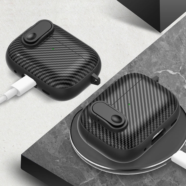 For AirPods 2 / 1 Carbon Fiber Texture Wireless Earphones Case with Security Lock(White) - For AirPods 1/2 by PMC Jewellery | Online Shopping South Africa | PMC Jewellery | Buy Now Pay Later Mobicred
