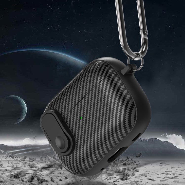 For AirPods Pro 2 Carbon Fiber Texture Wireless Earphones Case with Security Lock(Black) - For AirPods Pro 2 by PMC Jewellery | Online Shopping South Africa | PMC Jewellery | Buy Now Pay Later Mobicred