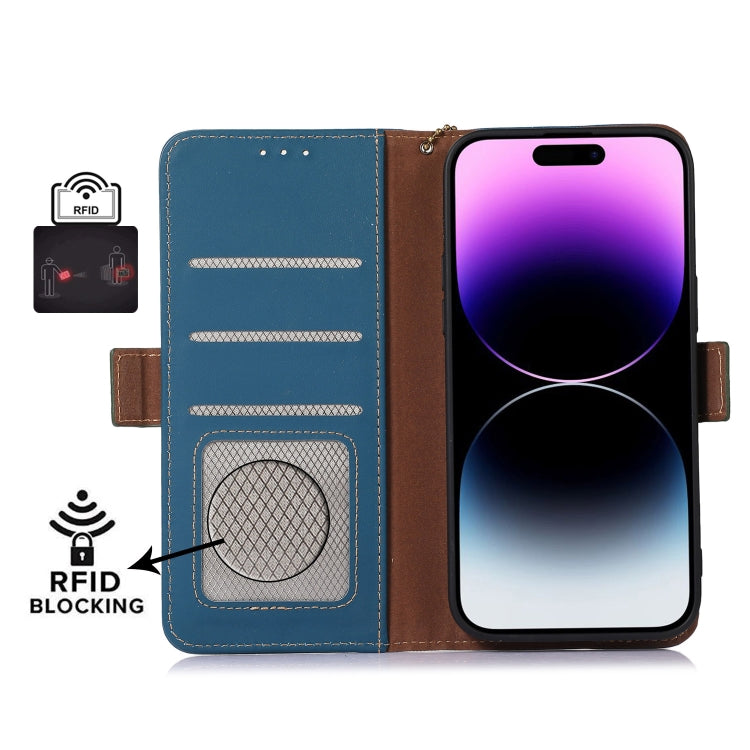 For Sony Xperia 5 V Genuine Leather Magnetic RFID Leather Phone Case(Blue) - Sony Cases by PMC TechLife | Online Shopping South Africa | PMC TechLife | Buy Now Pay Later Mobicred