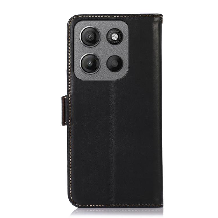 For Motorola Moto G15 4G Magnetic Crazy Horse Texture Genuine Leather Phone Case(Black) - Motorola Cases by PMC TechLife | Online Shopping South Africa | PMC TechLife | Buy Now Pay Later Mobicred