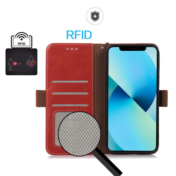 For Motorola Moto G15 4G Magnetic Crazy Horse Texture Genuine Leather Phone Case(Red) - Motorola Cases by PMC TechLife | Online Shopping South Africa | PMC TechLife | Buy Now Pay Later Mobicred