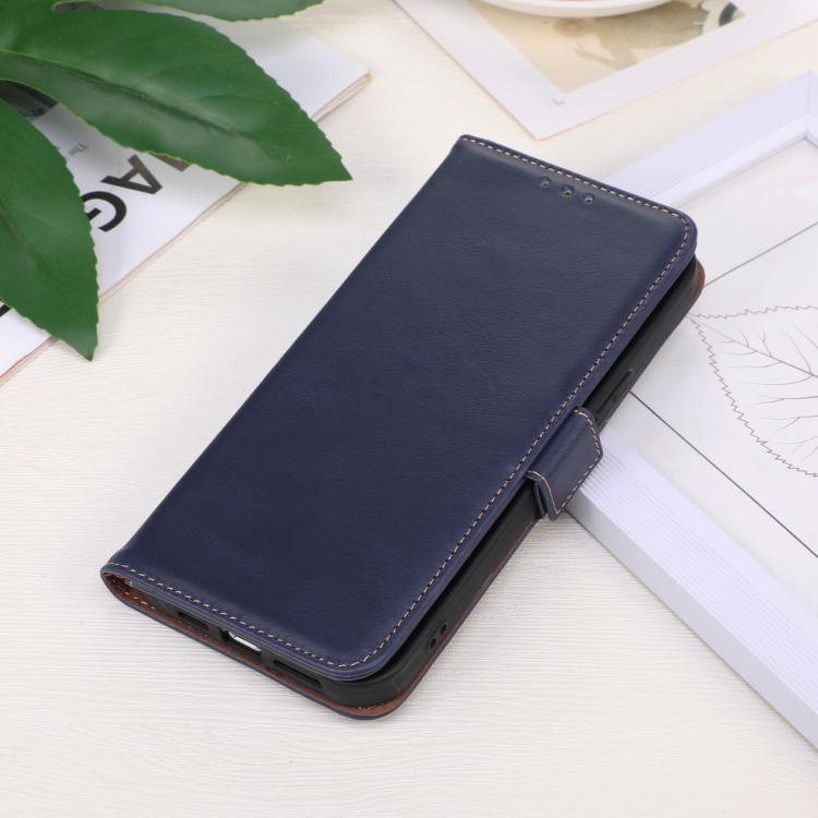 For Motorola Moto G15 4G Magnetic Crazy Horse Texture Genuine Leather Phone Case(Blue) - Motorola Cases by PMC TechLife | Online Shopping South Africa | PMC TechLife | Buy Now Pay Later Mobicred