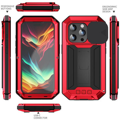 For iPhone 15 Pro Max R-JUST Sliding Camera Life Waterproof Holder Phone Case(Red) - iPhone 15 Pro Max Cases by R-JUST | Online Shopping South Africa | PMC Jewellery