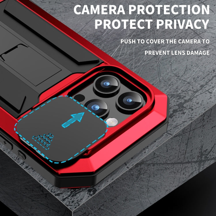 For iPhone 15 Pro Max R-JUST Sliding Camera Life Waterproof Holder Phone Case(Red) - iPhone 15 Pro Max Cases by R-JUST | Online Shopping South Africa | PMC Jewellery