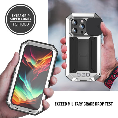 For iPhone 15 Pro R-JUST Sliding Camera Life Waterproof Holder Phone Case(Silver) - iPhone 15 Pro Cases by R-JUST | Online Shopping South Africa | PMC Jewellery