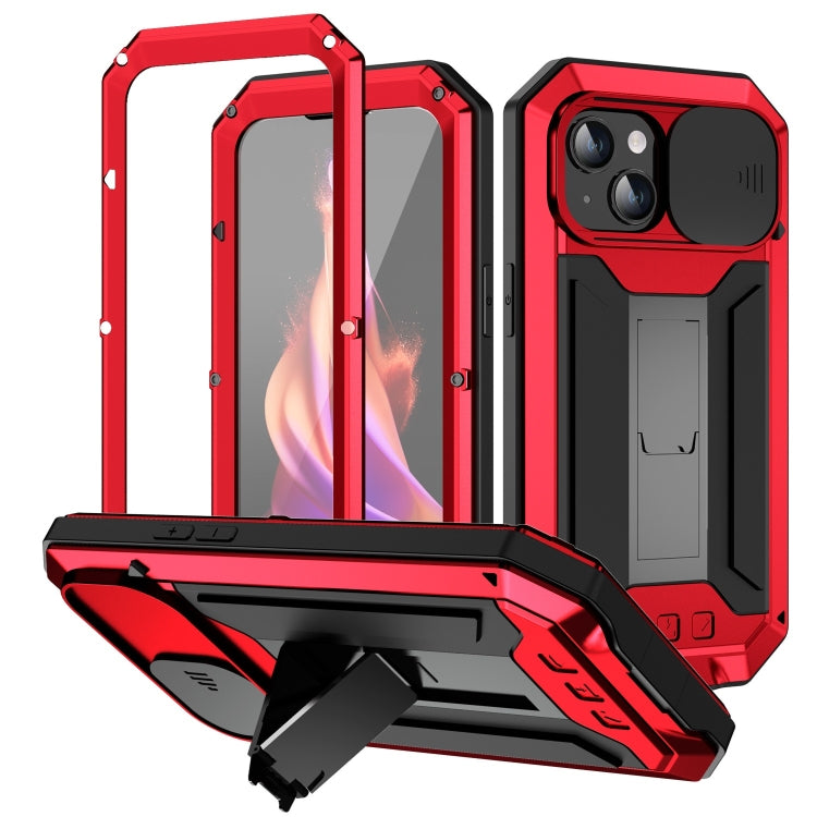 For iPhone 15 R-JUST Sliding Camera Life Waterproof Holder Phone Case(Red) - iPhone 15 Cases by R-JUST | Online Shopping South Africa | PMC Jewellery