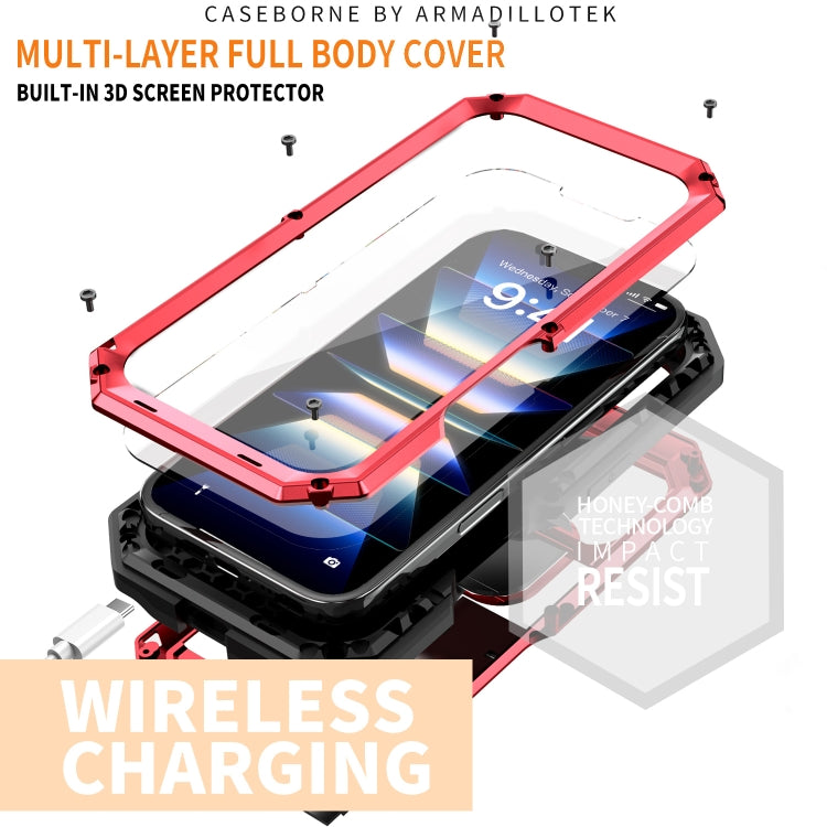 For iPhone 16 R-JUST Sliding Camera IP54 Life Waterproof Holder Phone Case(Red) - iPhone 16 Cases by R-JUST | Online Shopping South Africa | PMC Jewellery | Buy Now Pay Later Mobicred