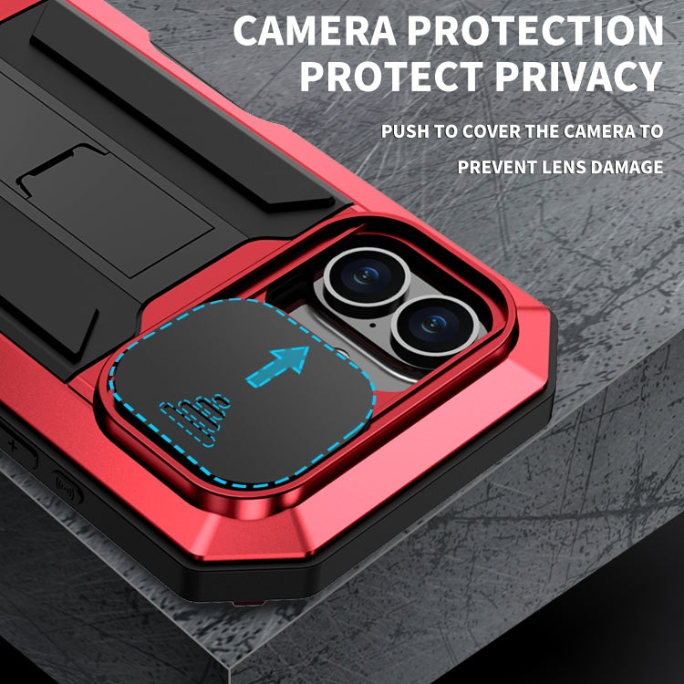 For iPhone 16 R-JUST Sliding Camera IP54 Life Waterproof Holder Phone Case(Red) - iPhone 16 Cases by R-JUST | Online Shopping South Africa | PMC Jewellery | Buy Now Pay Later Mobicred