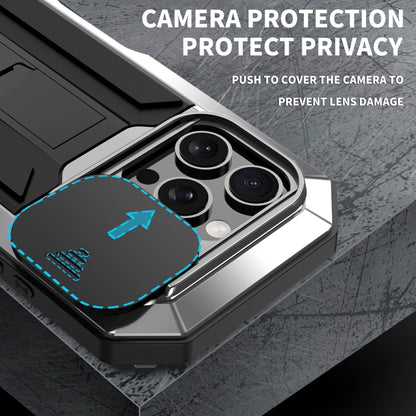 For iPhone 16 Pro R-JUST Sliding Camera IP54 Life Waterproof Holder Phone Case(Silver) - iPhone 16 Pro Cases by R-JUST | Online Shopping South Africa | PMC Jewellery | Buy Now Pay Later Mobicred