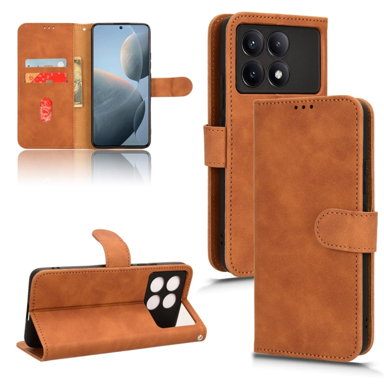 For Xiaomi Redmi K70 / K70 Pro Skin Feel Magnetic Flip Leather Phone Case(Brown) - Xiaomi Cases by PMC Jewellery | Online Shopping South Africa | PMC Jewellery | Buy Now Pay Later Mobicred