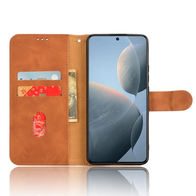 For Xiaomi Redmi K70 / K70 Pro Skin Feel Magnetic Flip Leather Phone Case(Brown) - Xiaomi Cases by PMC Jewellery | Online Shopping South Africa | PMC Jewellery | Buy Now Pay Later Mobicred