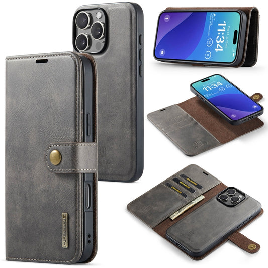 For iPhone 16 Pro Max DG.MING Crazy Horse Texture Detachable Magnetic Leather Phone Case(Grey) - iPhone 16 Pro Max Cases by DG.MING | Online Shopping South Africa | PMC Jewellery | Buy Now Pay Later Mobicred