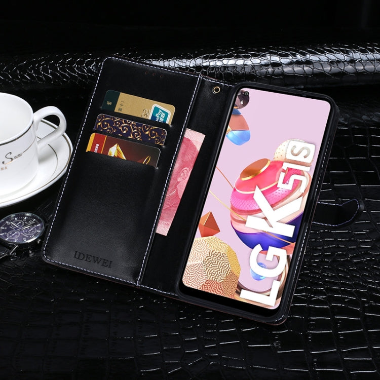 For LG K51S idewei Crocodile Texture Horizontal Flip Leather Case with Holder & Card Slots & Wallet(Black) - LG Cases by idewei | Online Shopping South Africa | PMC Jewellery | Buy Now Pay Later Mobicred