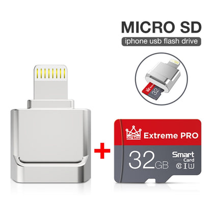 MicroDrive 8pin To TF Card Adapter Mini iPhone & iPad TF Card Reader, Capacity:128GB(Silver) -  by MICRODRIVE | Online Shopping South Africa | PMC Jewellery | Buy Now Pay Later Mobicred