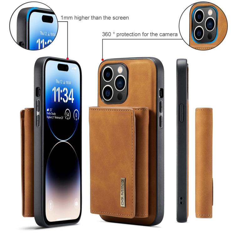 For iPhone 15 Pro Max DG.MING M1 Series 3-Fold Multi Card Wallet Leather Phone Case(Brown) - iPhone 15 Pro Max Cases by DG.MING | Online Shopping South Africa | PMC Jewellery | Buy Now Pay Later Mobicred