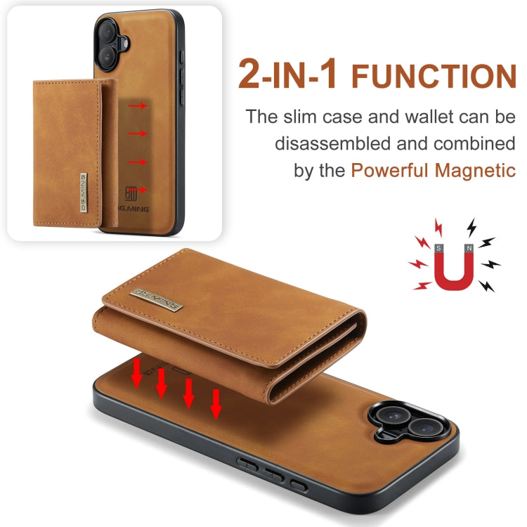 For iPhone 16 Plus DG.MING M1 Series 3-Fold Multi Card Wallet Leather Phone Case(Brown) - iPhone 16 Plus Cases by DG.MING | Online Shopping South Africa | PMC Jewellery | Buy Now Pay Later Mobicred