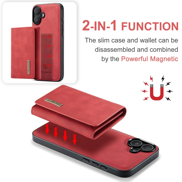 For iPhone 16 Plus DG.MING M1 Series 3-Fold Multi Card Wallet Leather Phone Case(Red) - iPhone 16 Plus Cases by DG.MING | Online Shopping South Africa | PMC Jewellery | Buy Now Pay Later Mobicred