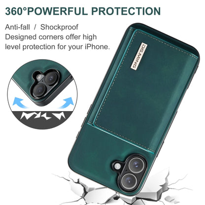 For iPhone 16 DG.MING M1 Series 3-Fold Multi Card Wallet Leather Phone Case(Green) - iPhone 16 Cases by DG.MING | Online Shopping South Africa | PMC Jewellery | Buy Now Pay Later Mobicred