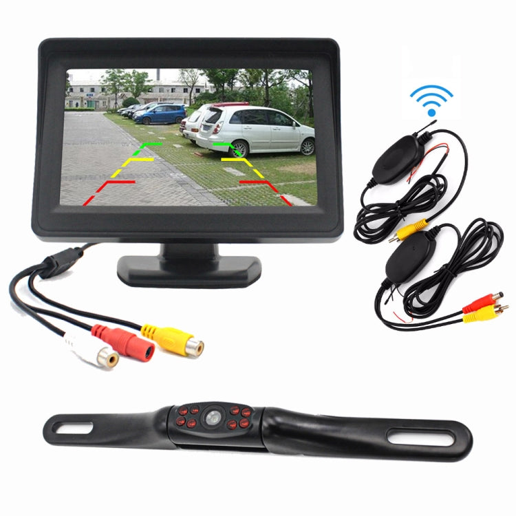 PZ703 413C-W Car Waterproof External Wireless Reversing Image Night Vision Camera + 4.3 inch Rearview Monitor - Rear View Cameras by PMC Jewellery | Online Shopping South Africa | PMC Jewellery | Buy Now Pay Later Mobicred