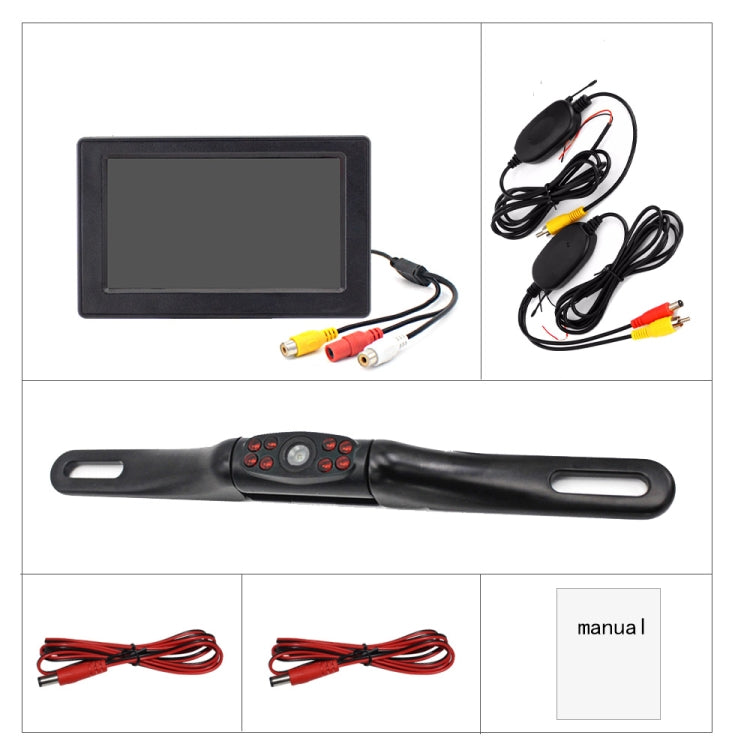 PZ703 413C-W Car Waterproof External Wireless Reversing Image Night Vision Camera + 4.3 inch Rearview Monitor - Rear View Cameras by PMC Jewellery | Online Shopping South Africa | PMC Jewellery | Buy Now Pay Later Mobicred