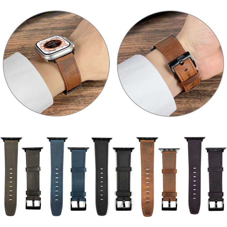 For Apple Watch Ultra 49mm Retro Texture Leather Watch Band(Blue) - Watch Bands by PMC TechLife | Online Shopping South Africa | PMC TechLife | Buy Now Pay Later Mobicred