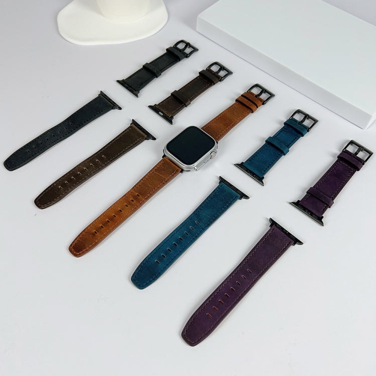 For Apple Watch Ultra 2 49mm Retro Texture Leather Watch Band(Purple) - Watch Bands by PMC TechLife | Online Shopping South Africa | PMC TechLife | Buy Now Pay Later Mobicred