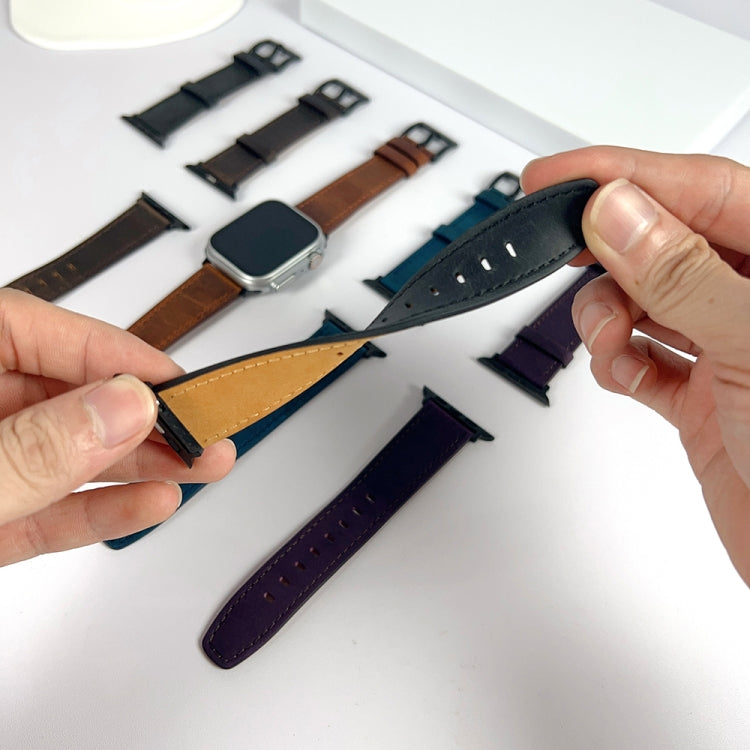 For Apple Watch Ultra 2 49mm Retro Texture Leather Watch Band(Purple) - Watch Bands by PMC TechLife | Online Shopping South Africa | PMC TechLife | Buy Now Pay Later Mobicred