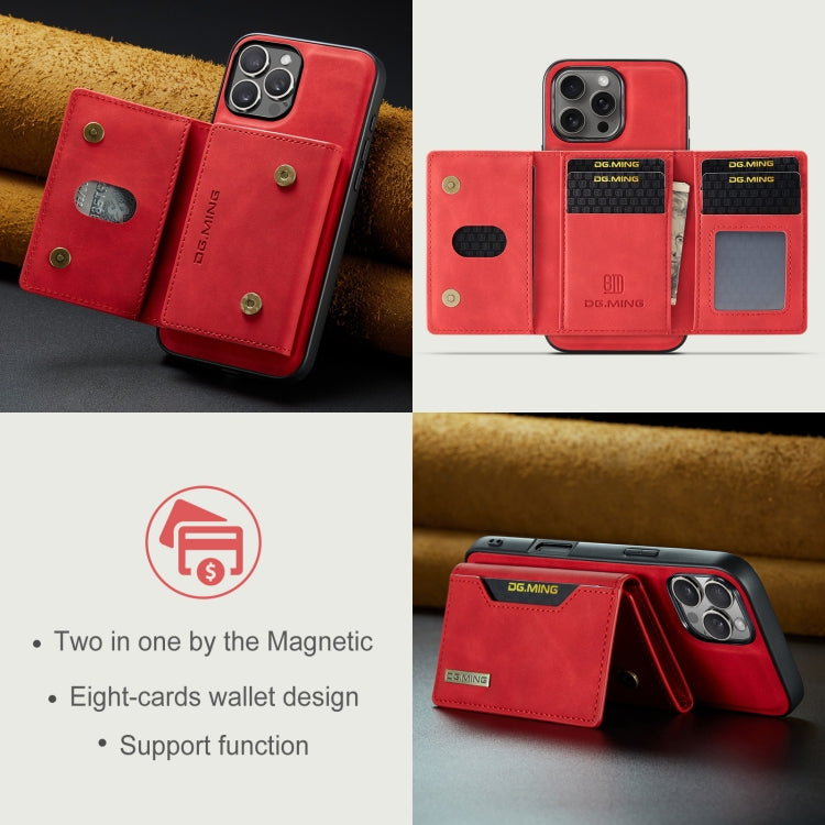 For iPhone 16 Pro DG.MING M2 Series 3-Fold Card Bag Wallet Leather Phone Case(Red) - iPhone 16 Pro Cases by DG.MING | Online Shopping South Africa | PMC Jewellery | Buy Now Pay Later Mobicred