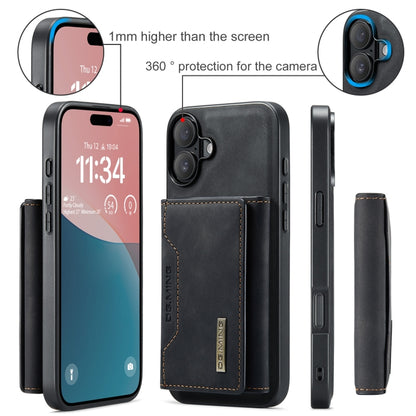 For iPhone 16 Plus DG.MING M2 Series 3-Fold Card Bag Wallet Leather Phone Case(Black) - iPhone 16 Plus Cases by DG.MING | Online Shopping South Africa | PMC Jewellery | Buy Now Pay Later Mobicred