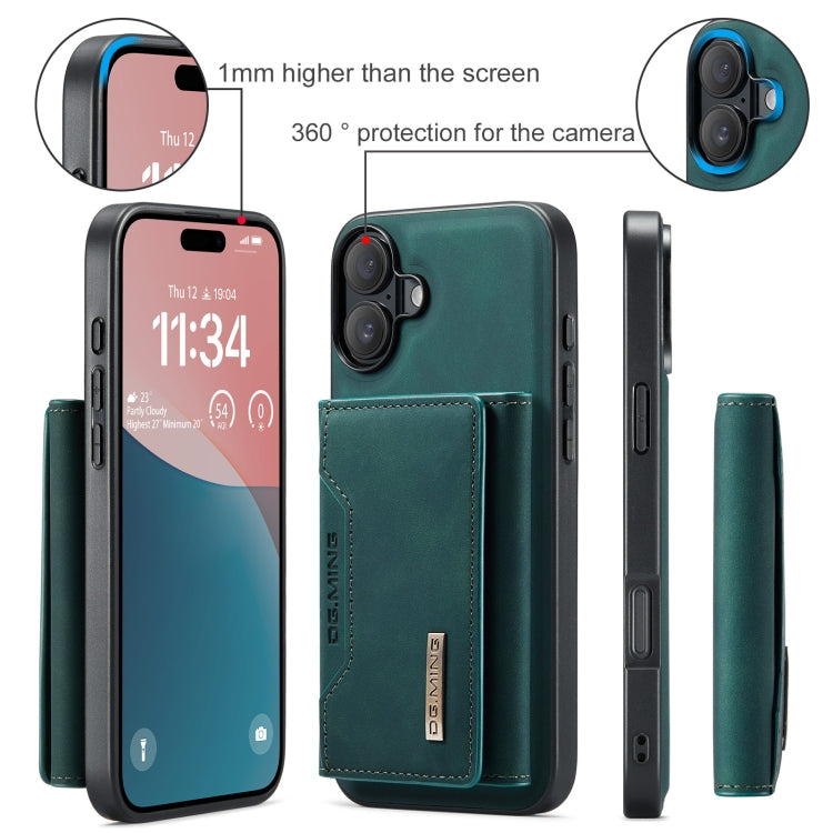 For iPhone 16 Plus DG.MING M2 Series 3-Fold Card Bag Wallet Leather Phone Case(Green) - iPhone 16 Plus Cases by DG.MING | Online Shopping South Africa | PMC Jewellery | Buy Now Pay Later Mobicred