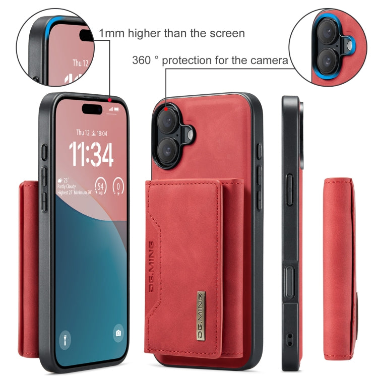 For iPhone 16 DG.MING M2 Series 3-Fold Card Bag Wallet Leather Phone Case(Red) - iPhone 16 Cases by DG.MING | Online Shopping South Africa | PMC Jewellery | Buy Now Pay Later Mobicred